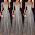 thumbnail image 2 of Women Formal Wedding Long Lace Dress Prom Evening Party Cocktail Bridesmaid Sleeveless Wedding Gown, 2 of 5