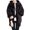 Black M, variant on Women Thick Coat for Autumn Winter Warmth Solid Color Mid-Length Fleece Jacket with Pockets Loose Zipper Hooded Coat for Daily Wear