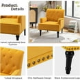thumbnail image 5 of Upholstered Club Armchair Velvet Lounge Accent Chair Single Sofa Button Nailhead Wooden Legs Living Room Bedroom Mustard, 5 of 6