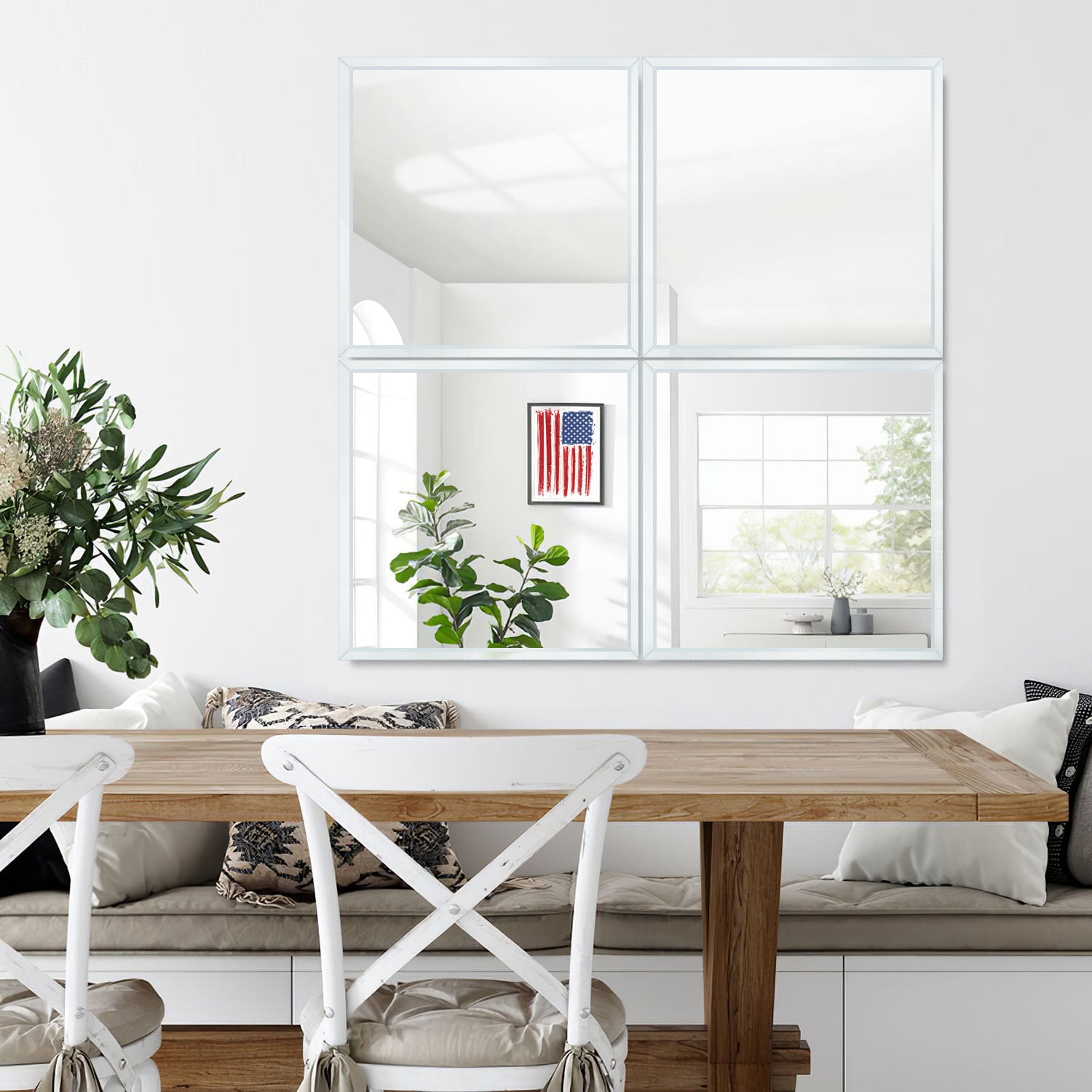 Neutype Frameless Mirror Full Length, Rectangle Wall Mirrors For Dining Room