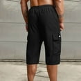 thumbnail image 4 of BRDFRL Men's Below Knee Long Shorts Cargo Capri Lightweight Hiking 3/4 Multi Pockets Black XL, 4 of 4