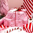 thumbnail image 6 of Christmas Gift Wrapping Paper Roll - 17 Inch X 33 Feet - Reversible Pink Candy Cane and Stripe Design for Winter Gift Wrap, DIY Craft, Christmas, Party, Holiday and Birthday, 6 of 14