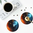 thumbnail image 5 of Pofeuu Red And Blue Fire Cat Print Leather Coasters Set of 6, Round Cups Mugs Mat Pad for Home Kitchen Heat Resistant Drink Coasters,Round Shape, 5 of 7