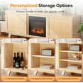 thumbnail image 4 of VINGLI Fireplace TV Stand for up to 80 inch TVs, Rattan Entertainment Center with Electric Fireplace Heater & Adjustable Shelves, Boho Fireplace Media Console Table for Living Room, Oak, 4 of 8