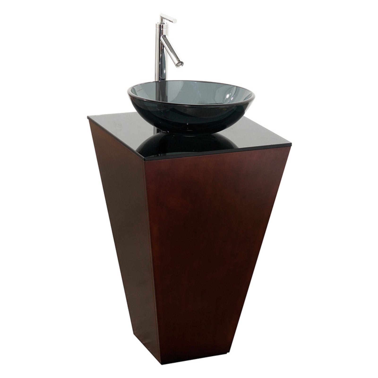 Esprit 20" Pedestal Bathroom Vanity in Espresso, Smoke Glass Countertop