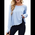 thumbnail image 2 of Top de Yoga Informal, Holgado, de Larga y Color Liso para Mujer, Suave y Transpirable. Azul XXL, 2 of 10