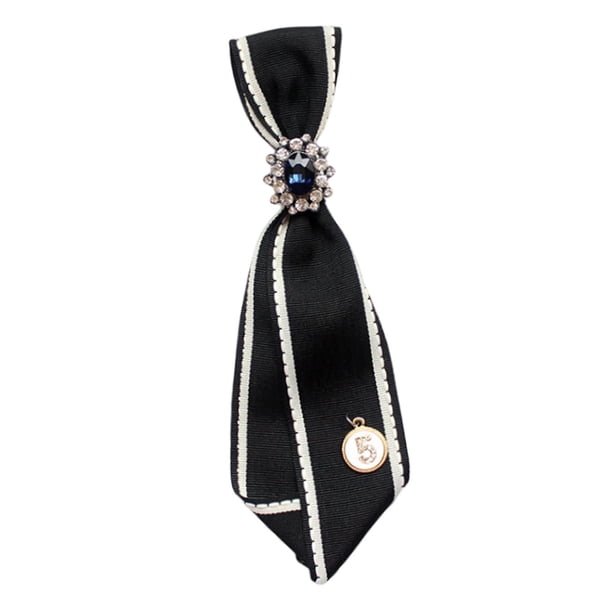 Broche de lazo para mujer, elegante pajarita decorativa para blusa, para estudiantes de escuela. blanco negro