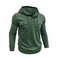 thumbnail image 6 of Caqnni Mens Hoodies Long Sleeve Drawstring Lightweight Hooded Linen Henley Shirtss Long Sleeve Hoodies Solid Color Quarter Zip Pullover Sweatshirt (XL,Green), 6 of 7