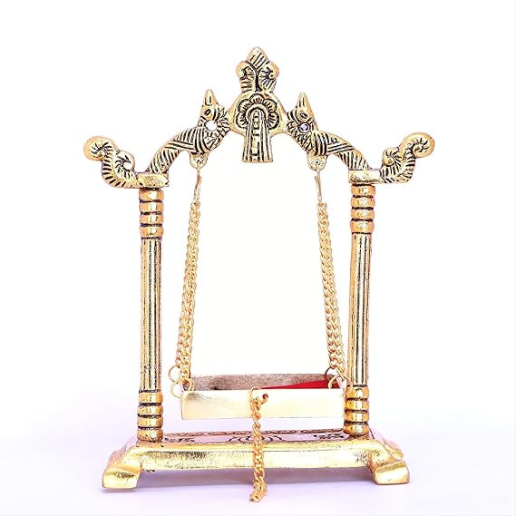 Laddu Gopal Jhulla Palana Metal Gold Plated for Your kanha Metal Krishna jhulla palna Religious Gift Article.