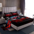 thumbnail image 1 of Erosebridal Cool Speed Racing Car Sheet Set Queen, Neon Gradient Honeycomb Bedding Sets Queen Size, Black Red, Breathable 4-Piece, 1 of 6