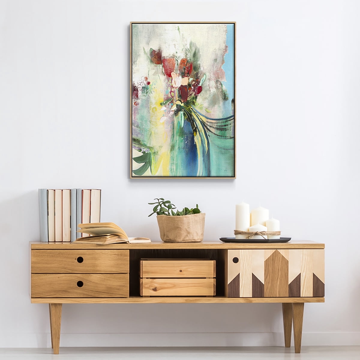 Celebration I Framed Premium Gallery Wrapped Canvas - Ready to Hang - 17 x 25 - Natural Wood Floating Frame
