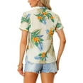 thumbnail image 4 of INSPIRE CHIC Valentine's Day Women's Shirts Hawaiian Short Sleeve Tropical Floral Button Down Tops L Beige, 4 of 7