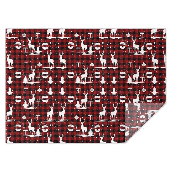 Red Christmas Plaid Deer and Tree Pattern Rectangle Tablecloth 60"x84",Waterproof Polyester Rectangle Table Cloth, Wipeable Spillproof Polyester Tablecloth for Dining, Camping, Indoor and Outdoor