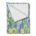 thumbnail image 2 of Cactus Soft Flannel Fleece Blanket, Types of Cactus Plant Pattern with Flowers and Buds Fruits Nature Artwork Image, Cozy Plush for Indoor and Outdoor Use, 50" x 70", Green and Blue, by Ambesonne, 2 of 5