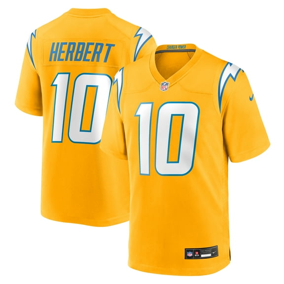 Men's Nike Justin Herbert Gold Los Angeles Chargers Alternate Charger Power Game Player Jersey