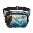 thumbnail image 1 of Saiise Iceberg Chauve Aigle Motif Double Compartiment Sac Banane Carré Sac de Taille Réglable Mains Libres Ceinture de Course Randonnée Sécurité Voyage Sergé Bandoulière, 1 of 9