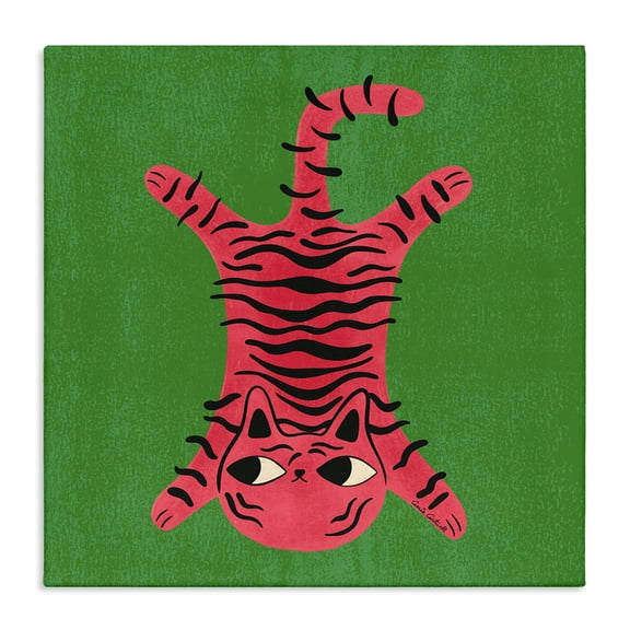 Stupell Industries Bohemian Funky Retro Cat Pink Canvas Art, 17 x 17, by Carrie Cantwell