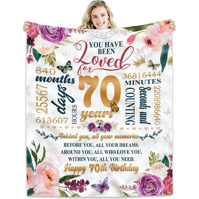 LHSHID 70th Birthday Gifts Women Blanket Happy 70th Birthday Gift Ideas 70th Birthday Decorations Gifts for Women Turning 70 Gifts for 70 Year Old Best Birthday Present Throw Blanket 30"x40"