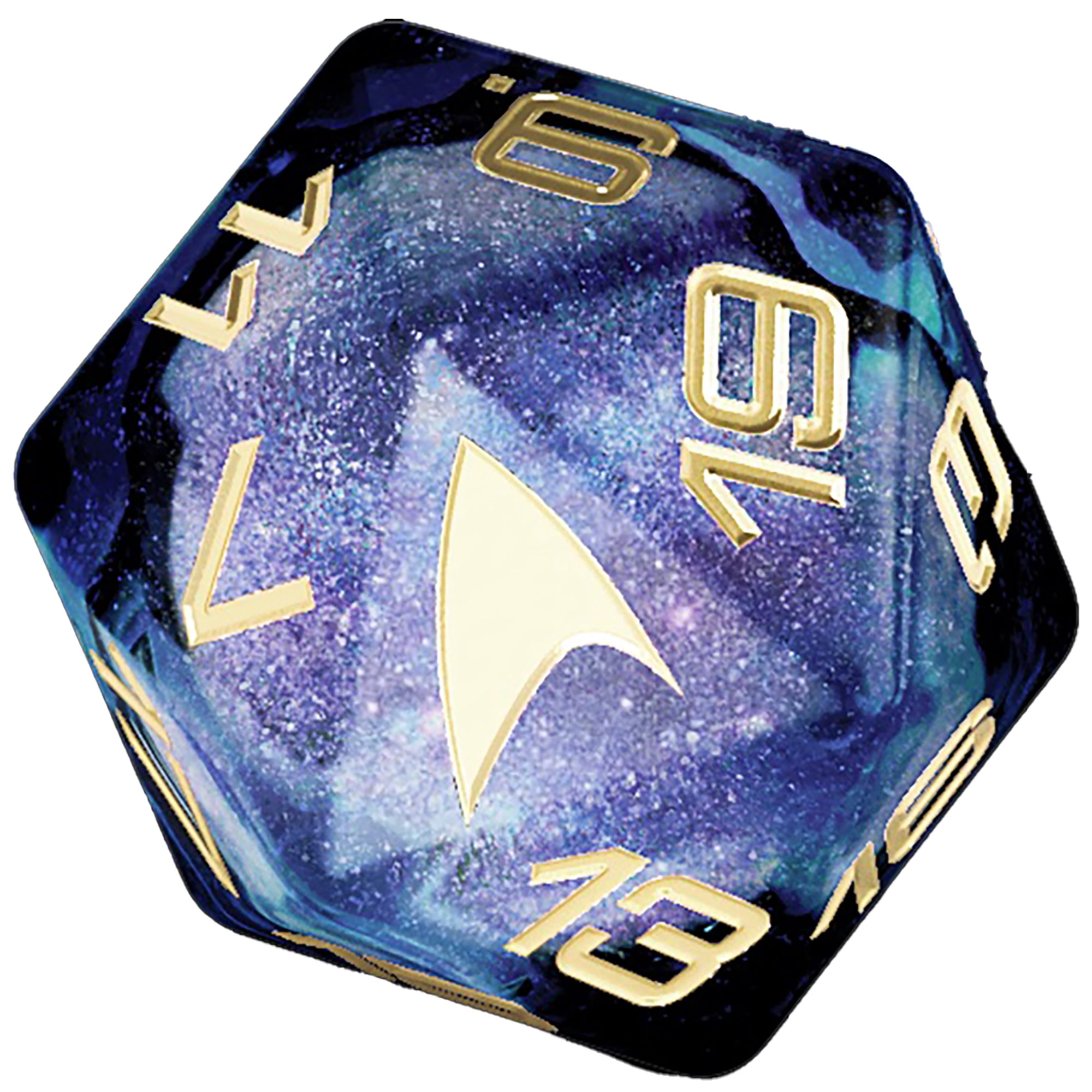 Star Trek Adventures: Second Edition - Roleplaying Dice Set - 5pc d20 RPG Die, Blue Black Starfield Galaxy, Gold Numbers-Icons, Collectible Accessory