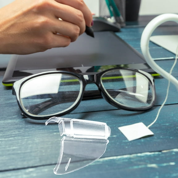 Supvox 2Pcs Clear Safety Shields for Glasses Comfortable Daily Use Eye Protection