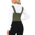 thumbnail image 3 of INSPIRE CHIC Vintage Vest for Women's Lace Zipper Up Cropped Jacket Wide Strap Sleeveless Waistcoat Vests S Dark Green, 3 of 6