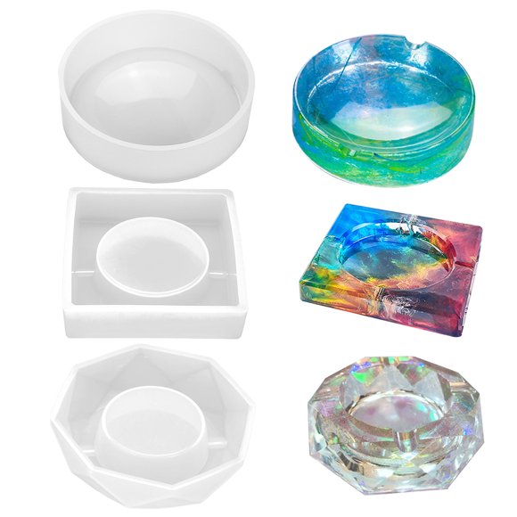 3PCS Resin Casting Mold Creative Ashtray Mold Silicone Mold Craft Mold for DIY