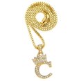 thumbnail image 1 of CBC Crown Rhinestone Studded Crown Small Initial Alphabet Letter Pendant Necklace16/18"/20" Box Chain Necklaces (16, Gold - C), 1 of 4