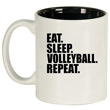

Ceramic Coffee Tea Mug Cup Eat Sleep Volleyball Repeat (White)