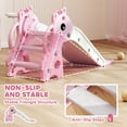 thumbnail image 6 of Qaba 3-in-1 Toddler Slide, Kids Slide with Climber, Basketball Hoop and Ball, Giraffe Shape Freestanding Playset for Indoor Kids 1-3 Years, Pink, 6 of 9