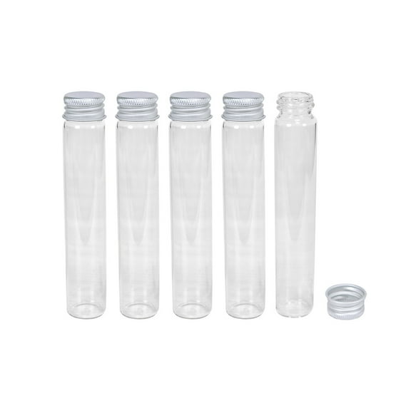 22x120x13mm Clear Glass Bottle with Lid Glass Bottle with Silver Aluminum Cap 30ml 6pcs