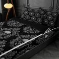 thumbnail image 3 of meiyoeat Edgy Skull Zipper Full Size Comforter Sets with Fitted Sheet and 2 Pillowcases,Intricate Damask Zipper Bedding Set For Adults,Gray Black,Black Reversible,4-Piece, 3 of 7