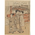 thumbnail image 3 of Koryûsai Isoda 11x14 Black Modern Framed Museum Art Print Titled - Three Females, Two Carrying Box and Lantern (ca. 1760-1780), 3 of 5
