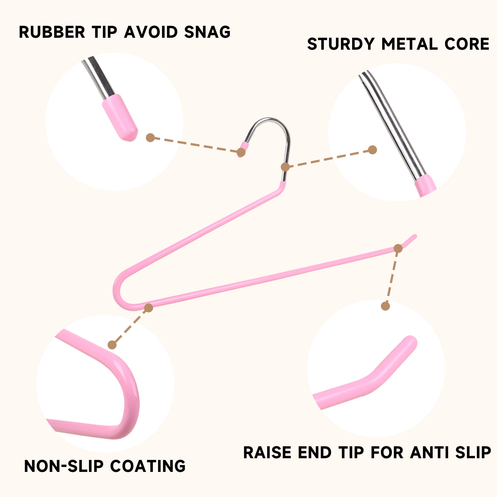 BP4U 24-Pack Open-Ended Metal Pants Hangers with Non-Slip Coated, Heavy Duty Space Saving Steel Towel & Scarf Hangers for Jeans, Trousers, Dresses & Bath Towels(Pink)