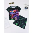 thumbnail image 3 of QEFJNO 3-12Y Kids Boys Pajamas Set 2 PCS Short Sleeve Top and Shorts Pants for Toddler Boys Dinosaur Pjs Summer, 3 of 9