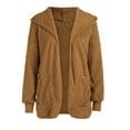 thumbnail image 4 of IMENGL Autumn winter solid color pocket plush warm cardigan, Brown L, Size M-5XL, 4 of 7