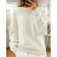 thumbnail image 2 of Cogild Cable Knitted Crew Neck Long Sleeve Pullover Sweaters for Womens Soft Textured Casual Fall Winter Knitwear Tops for Daily and Office Wear, 2 of 7