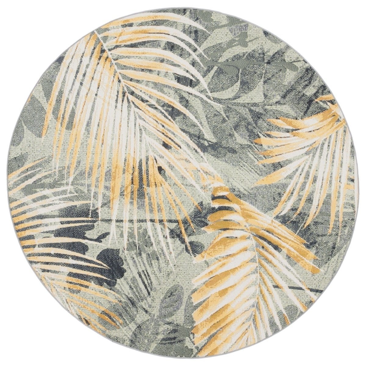 SAFAVIEH Barbados Cionadogh Botanical Indoor/Outdoor Runner Rug, Green/Black Gold, 2'8" x 8'