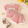 thumbnail image 3 of Ruyang Toddler Girl Floral Outfit Short Sleeve Shirt Tops Summer Spring Cute Drawstring Shorts Set Casual Baby Girl Simple, 3 of 8