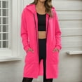 thumbnail image 2 of Womens Oversized Hoodies 2025 Thicken Lined Full Zipper Long Sleeve Hooded Jacket Mid-Length with Pocket Workout Sweatshirts RD4, 2 of 4