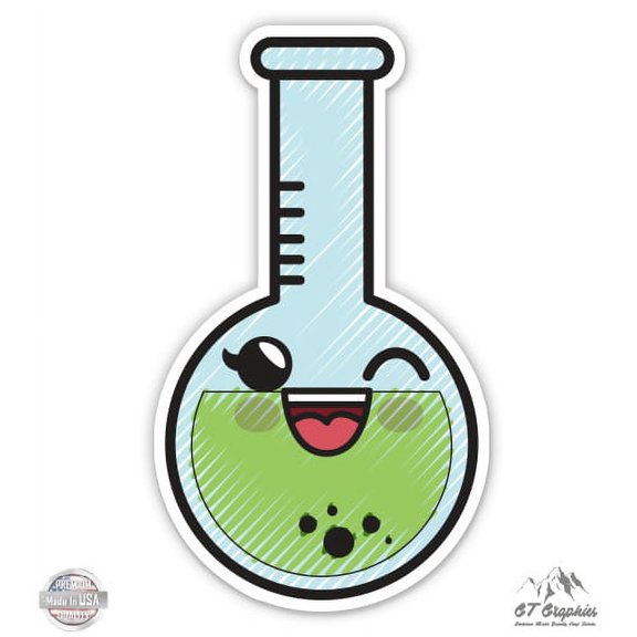 Cute Beaker Science - 3" Vinyl Sticker - For Car Laptop I-Pad Phone Helmet Hard Hat - Waterproof Decal