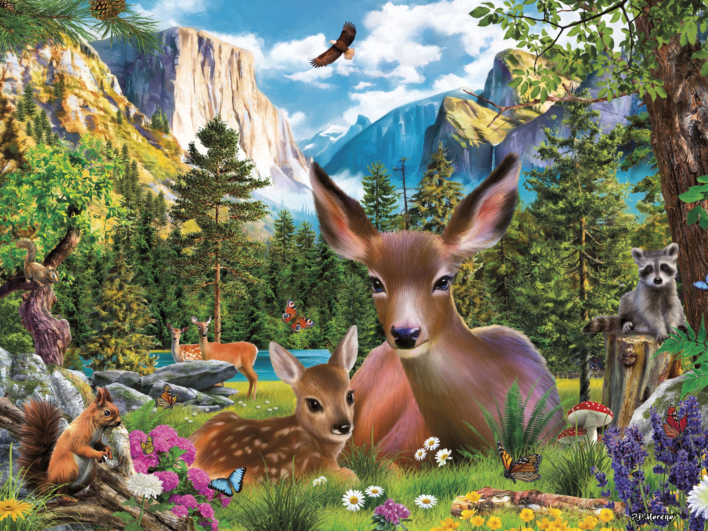 Ceaco 550-Piece Harmony Deer Harmony Interlocking Jigsaw Puzzle