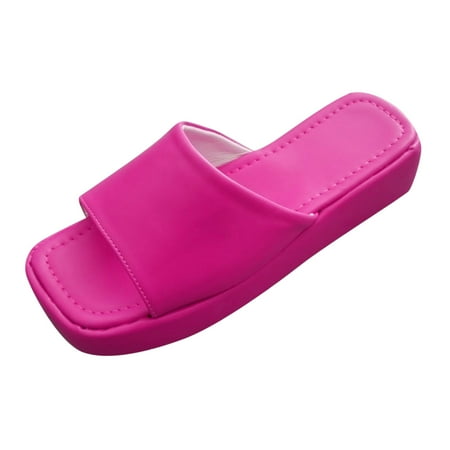 

Cathalem Women Slippers Fashion New Pattern Candy Color Summer Thick Bottom Flat Comfortable Large Casual Sandals Hot Pink 41