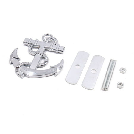Front Arrowhead Emblem - Silver Tone Metal Anchor Shaped Automobile Car Front Hood Grille Emblem Badge