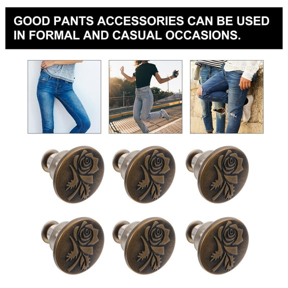OATIPHO Pants Pin Jeans Buttons Copper 12Pcs