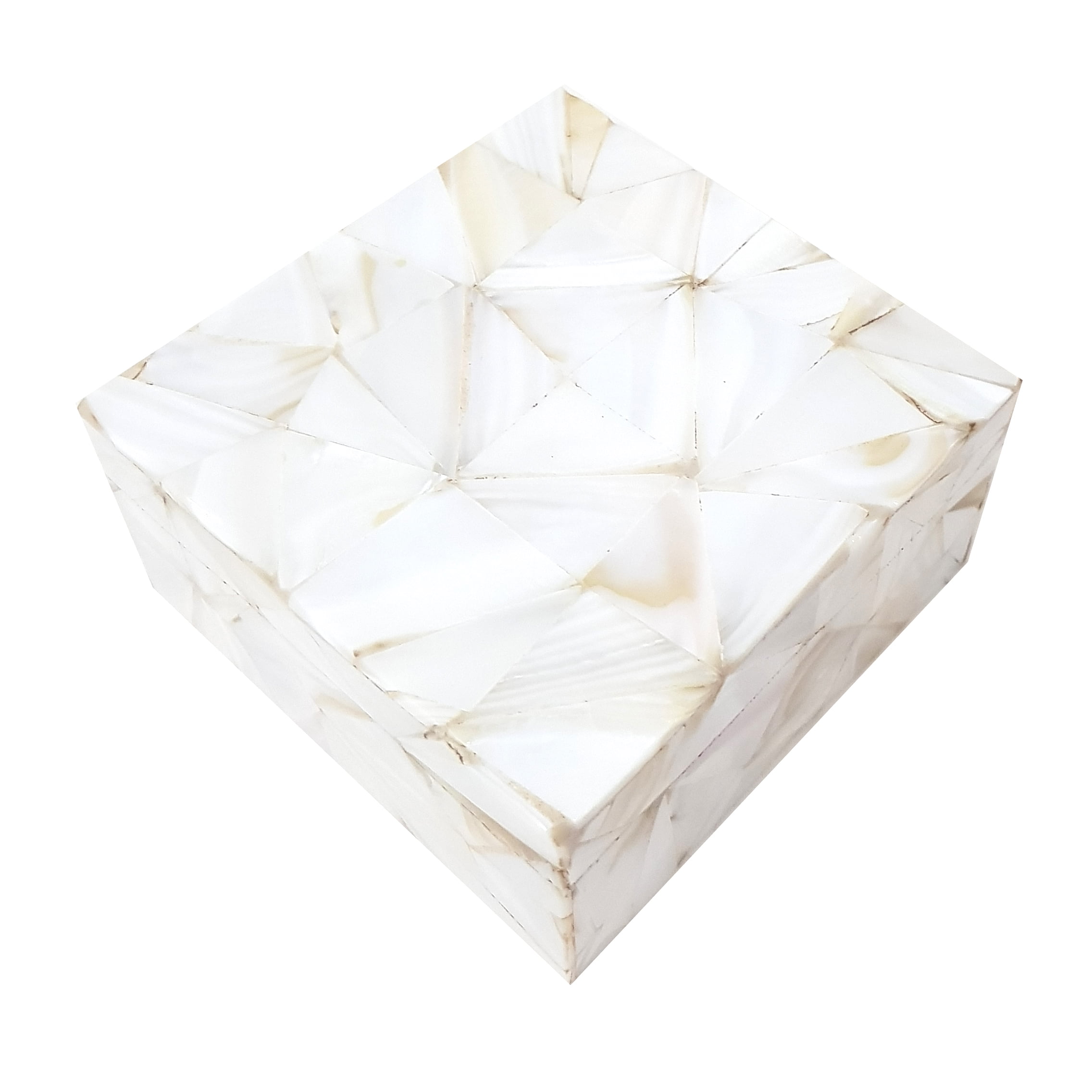 White Mother of Pearl Art Deco Square Lidded Box