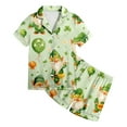 thumbnail image 4 of Nightgown Girls Baby Girls' Pajamas Tee Shorts 2-Piece Set Children's Short Sleeve St. Patrick's Day Cartoon Print Homewear Top Button Down, 4 of 4