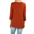 thumbnail image 2 of Women Boat Neck 3/4 Sleeve Rayon Draped Dolphin Hem Tunic T-Shirt Top, 2 of 2