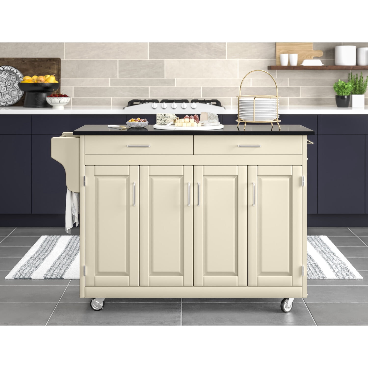 Create-a-Cart White Finish Black Granite Top