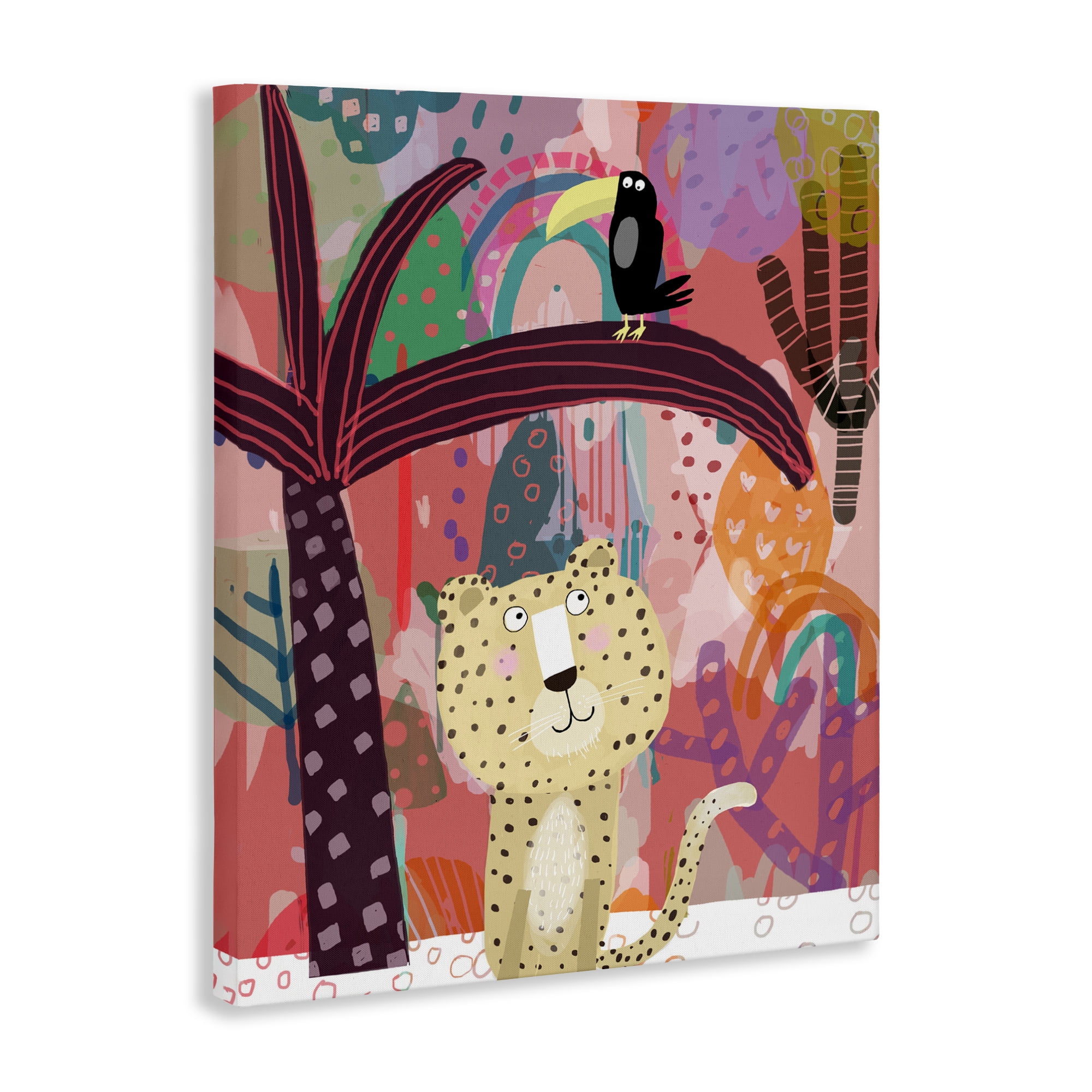 Whimsical Cheetah & Toucan Canvas Wall Art, design by Carla Daly