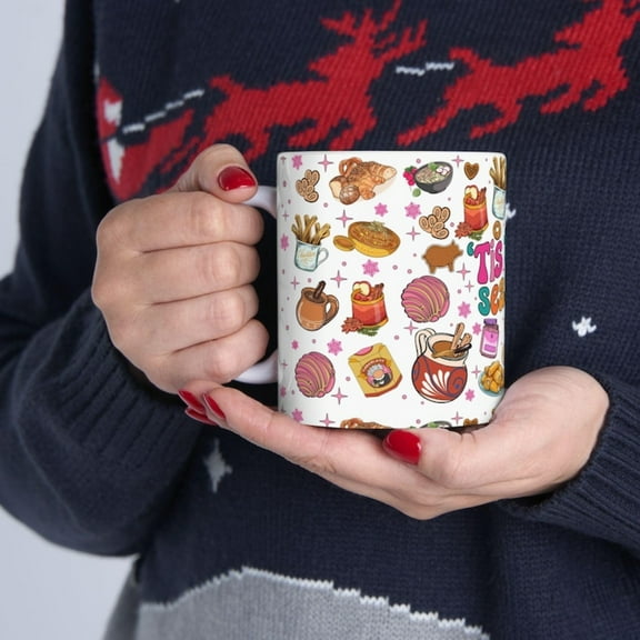 Spanish Christmas Mug, 11oz Coffee Mug, Mexican Christmas Coffee Mug, Christmas Calories Coffee Cup, Mexican Christmas Mug, Pan Dulce Coffee Ceramic Gift for Christmas